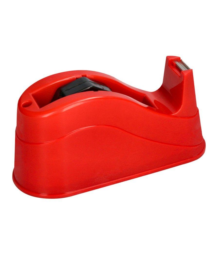 Portarrollo sobremesa q-connect plástico para cintas de 66 mt color rojo 220x100x70 mm