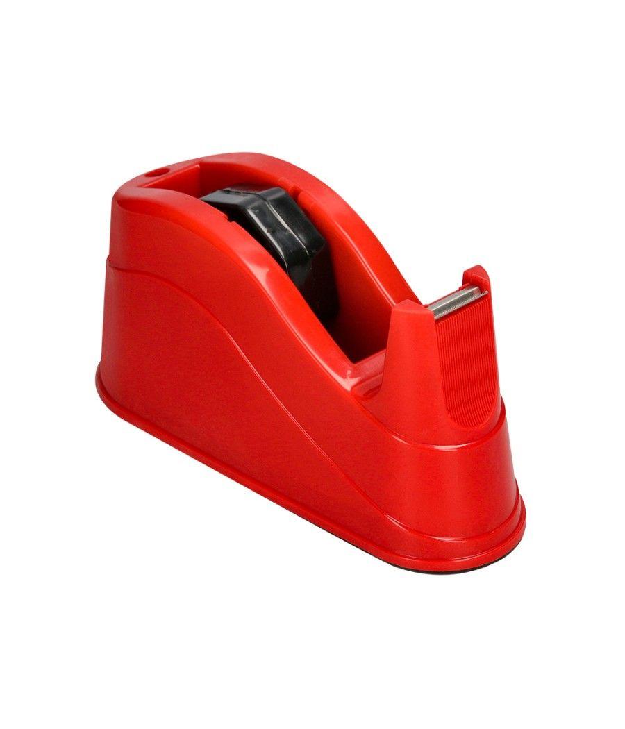 Portarrollo sobremesa q-connect plástico para cintas de 66 mt color rojo 220x100x70 mm