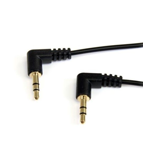 StarTech.com Cable de Audio Estéreo 3,5mm Delgado de Ángulo Recto de 1 pie - M/M