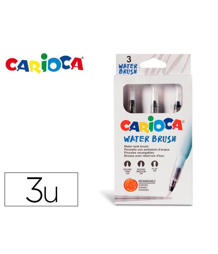 Pincel carioca rellenable agua redondo caja de 3 unidades puntas surtidas