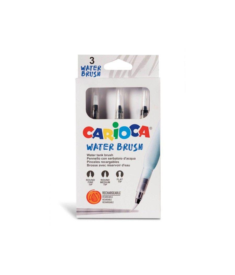 Pincel carioca rellenable agua redondo caja de 3 unidades puntas surtidas