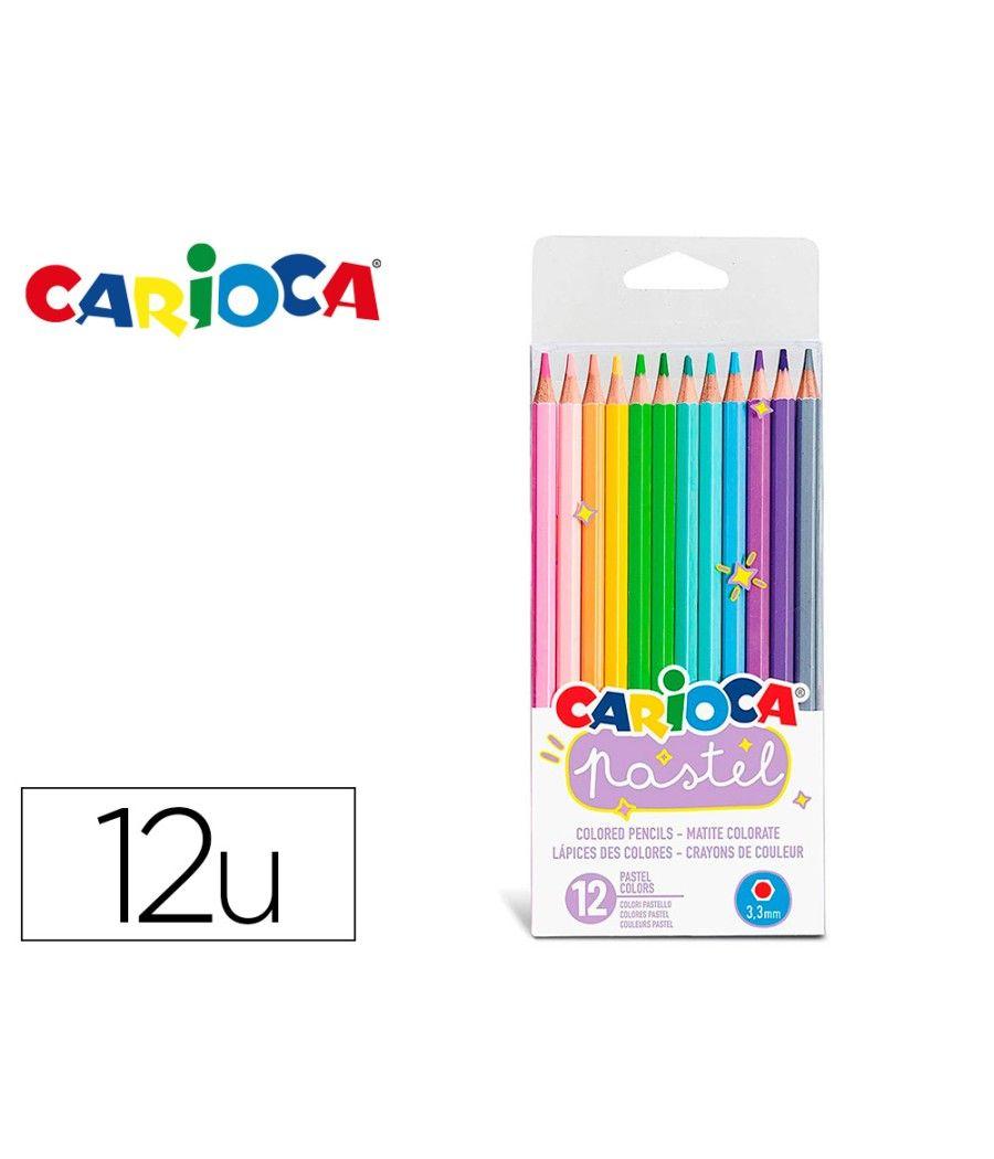 Lápices de colores carioca bi color pastel triangular mina 3,3 mm blister de 12 unidades colores surtidos