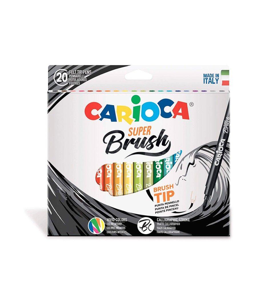 Rotulador carioca punta de pincel lavable caja de 20 unidades colores surtidos