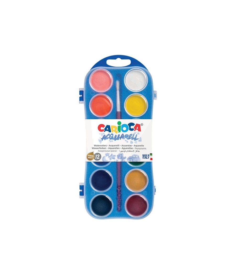 Acuarela carioca 12 colores con pincel estuche de plástico