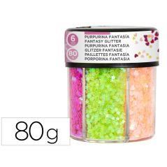 Purpurina fantasía liderpapel corazon y estrella colores neon bote de 80gr