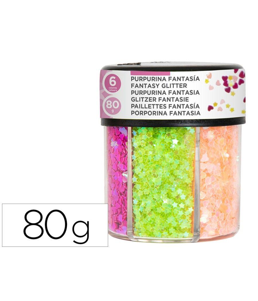 Purpurina fantasía liderpapel corazon y estrella colores neon bote de 80gr