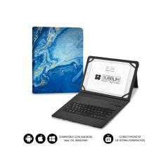 Funda + teclado tablet keytab pro bt marmol azul subblim