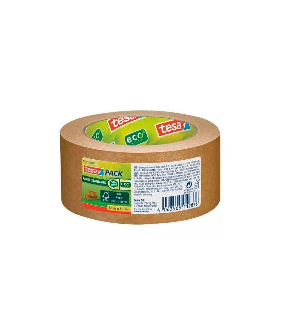 Tesa cinta de embalaje tesapack estándar ecologo rollo 50mx50mm papel marrón