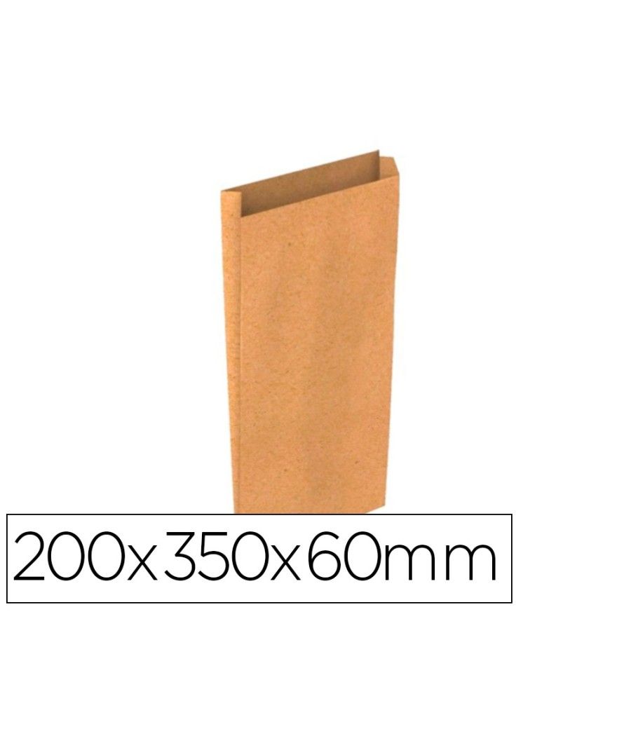 Sobre papel basika kraft natural liso con fuelle m 200x350x60 mm paquete de 25 unidades