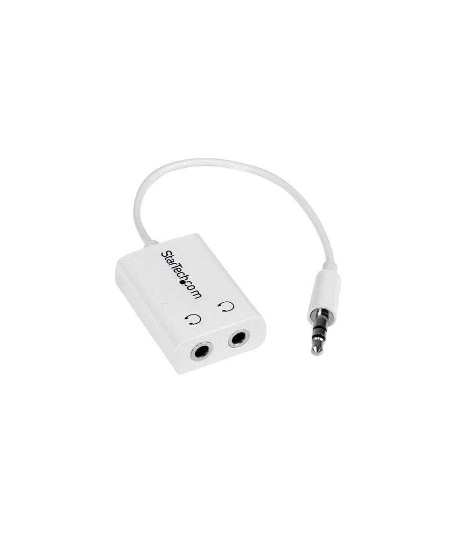 StarTech.com Cable Adaptador Splitter Blanco Delgado Mini Jack para Auriculares - Divisor Macho 3,5mm a 2x Hembra - Imagen 1