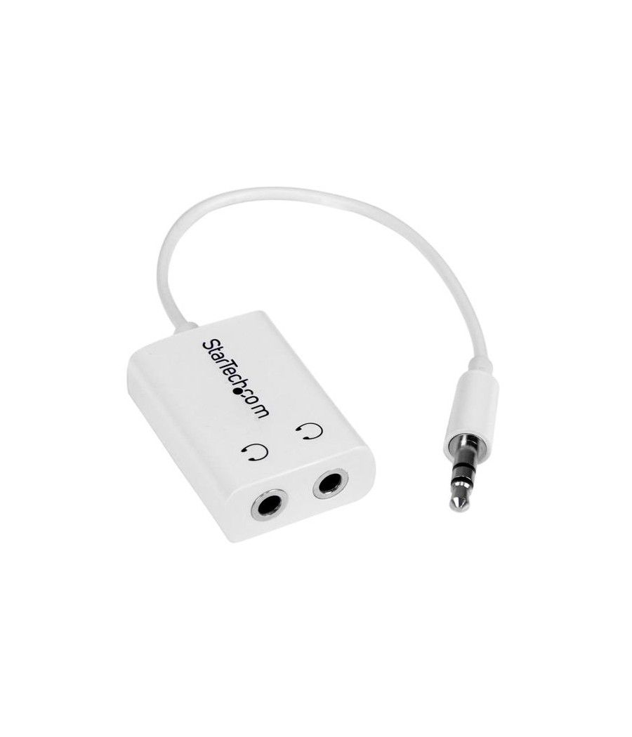 StarTech.com Cable Adaptador Splitter Blanco Delgado Mini Jack para Auriculares - Divisor Macho 3,5mm a 2x Hembra - Imagen 2