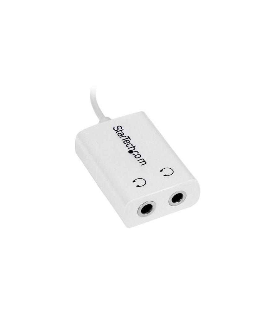 StarTech.com Cable Adaptador Splitter Blanco Delgado Mini Jack para Auriculares - Divisor Macho 3,5mm a 2x Hembra - Imagen 3