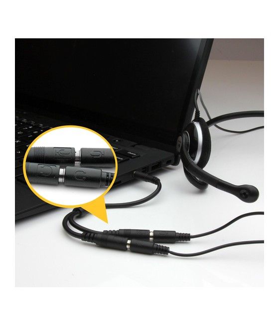 StarTech.com Adaptador de Auriculares con Micrófono Mini-Jack 3,5mm 4 pines a Conectores Separados de Auriculares y de Micrófono