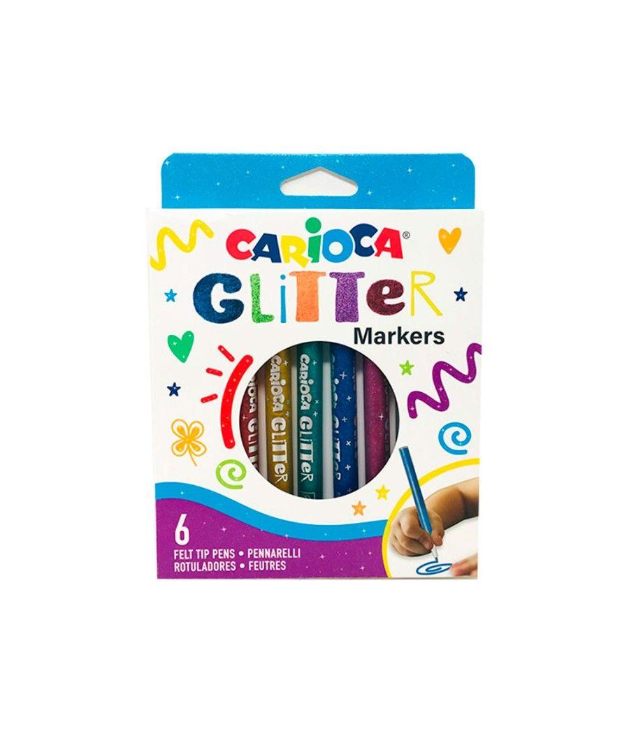 Rotulador carioca glitter purpurina punta 1 mm caja de 6 unidades colores surtidos