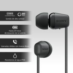 Auriculares inalámbrico intrauditivos sony wi-c100/ con micrófono/ bluetooth/ negros