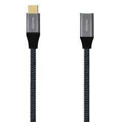 Cable alargador usb 3.2 tipo-c aisens a107-0635/ usb tipo-c macho - usb tipo-c hembra/ 1m/ gris