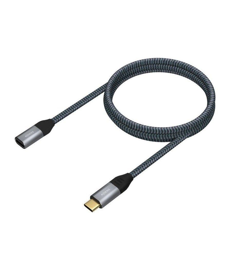 Cable alargador usb 3.2 tipo-c aisens a107-0635/ usb tipo-c macho - usb tipo-c hembra/ 1m/ gris