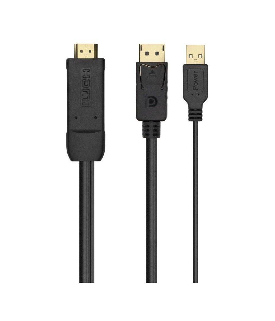 Cable conversor aisens a122-0641/ displayport macho - hdmi macho - usb macho/ 10cm + 1.8m/ negro