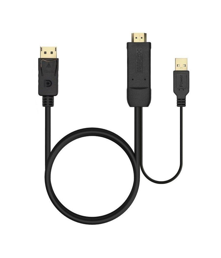 Cable conversor aisens a122-0641/ displayport macho - hdmi macho - usb macho/ 10cm + 1.8m/ negro