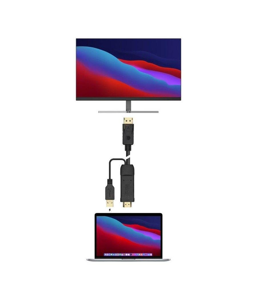 Cable conversor aisens a122-0641/ displayport macho - hdmi macho - usb macho/ 10cm + 1.8m/ negro