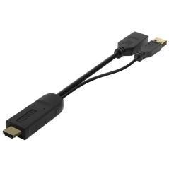 Cable conversor aisens a122-0642/ displayport macho - hdmi macho - displayport hembra - usb macho/ 10cm + 10cm/ negro