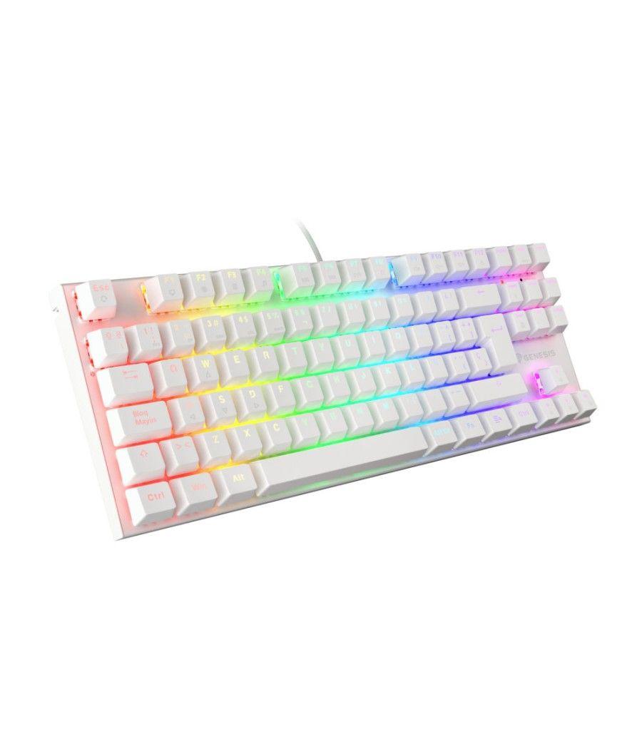 Teclado gaming genesis thor 303 tkl rgb blanco mecanico brown switch