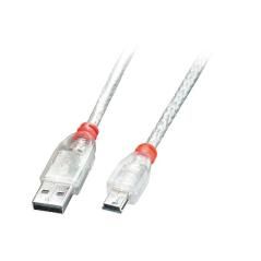 Lindy 41782 cable USB 1 m USB 2.0 USB A Mini-USB B Transparente
