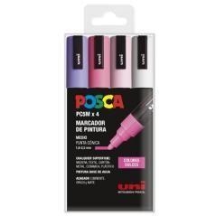 Uniball marcador posca pc-5m/4c no permanente 1.8mm-2.5mm colores surtidos dulces -estuche 4u-
