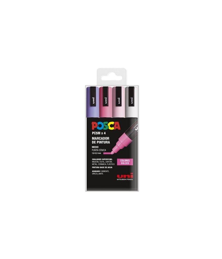 Uniball marcador posca pc-5m/4c no permanente 1.8mm-2.5mm colores surtidos dulces -estuche 4u-