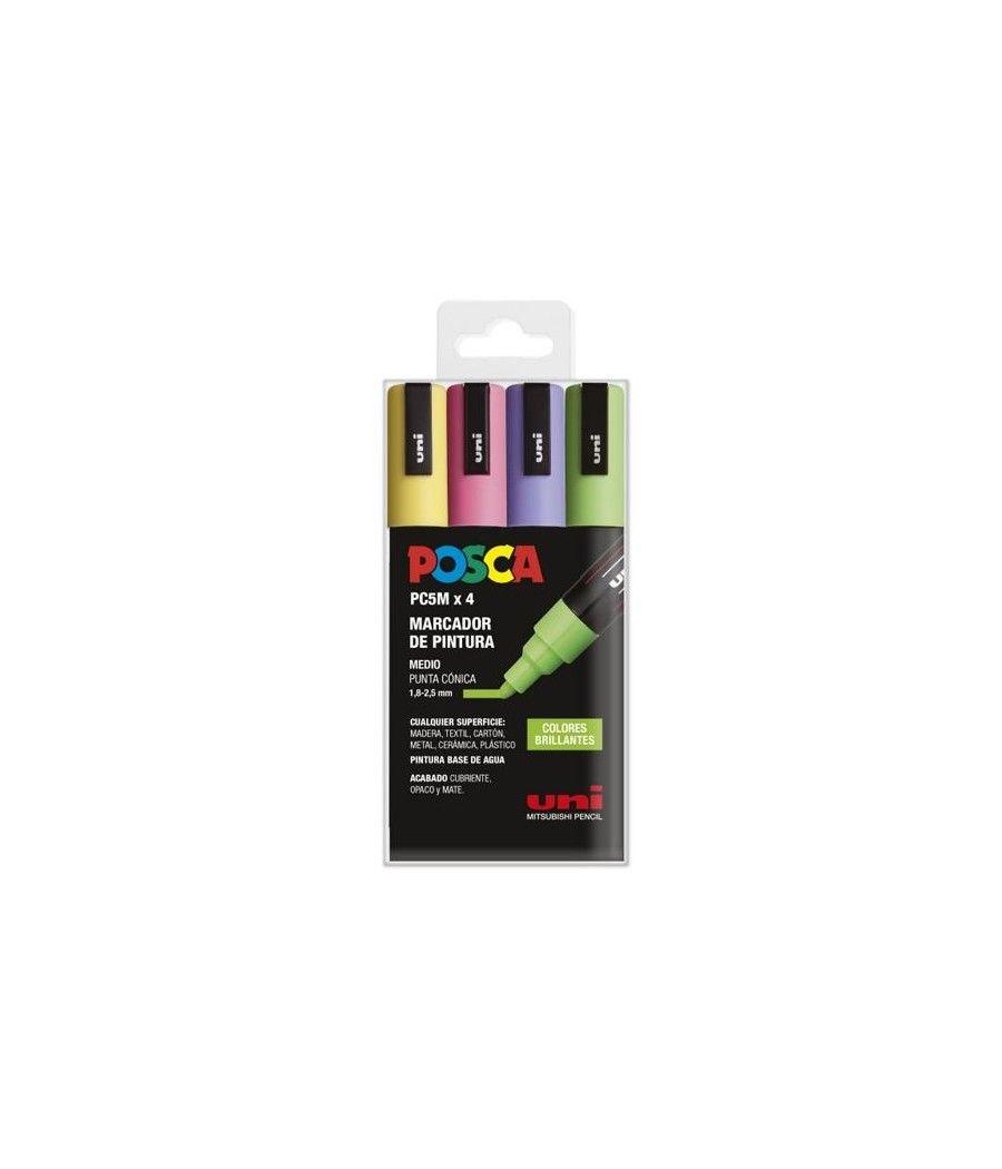 Uniball marcador posca pc-5m/4c no permanente 1.8mm-2.5mm colores surtidos brillantes -estuche 4u-