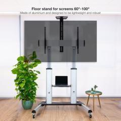 Soporte suelo con ruedas monitor/tv 60-100 tooq plata