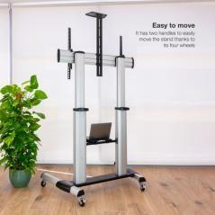 Soporte suelo con ruedas monitor/tv 60-100 tooq plata