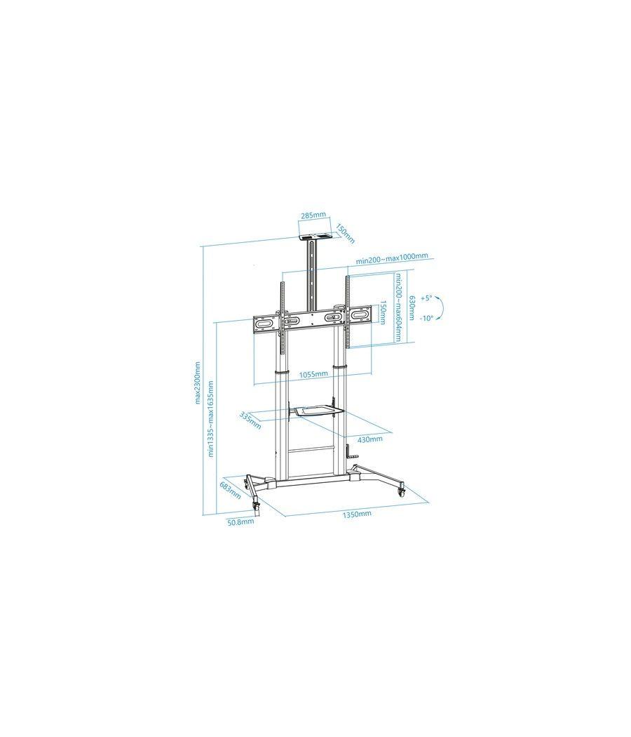 Soporte suelo con ruedas regulable altura monitor/tv 60-100 tooq negro