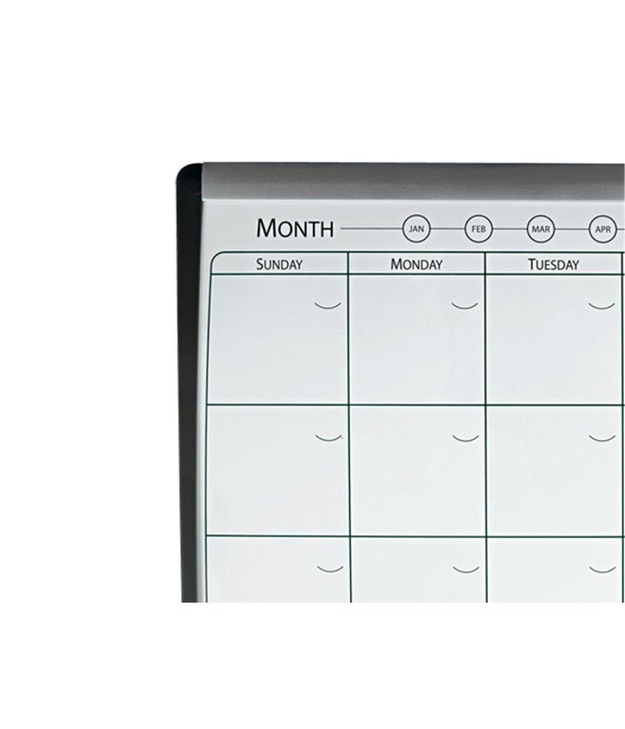 Planificador mensual nobo magnetico + tablero corcho horizontal con marco arqueado plata y negro 585x430 mm