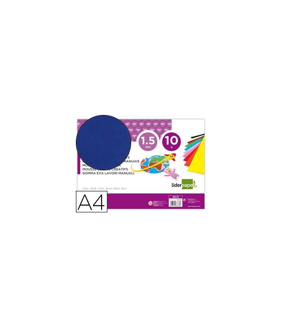 Goma eva liderpapel din a4 60g/m2 espesor 1,5mm azul paquete de 10 hojas