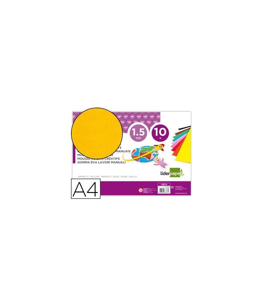 Goma eva liderpapel din a4 60g/m2 espesor 1,5mm amarillo paquete de 10 hojas