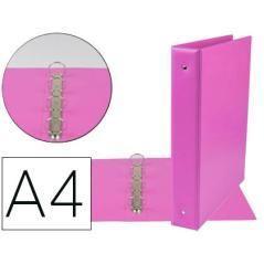 Carpeta de 4 anillas 40 mm mixtas liderpapel a4 cartón forrado pvc fucsia