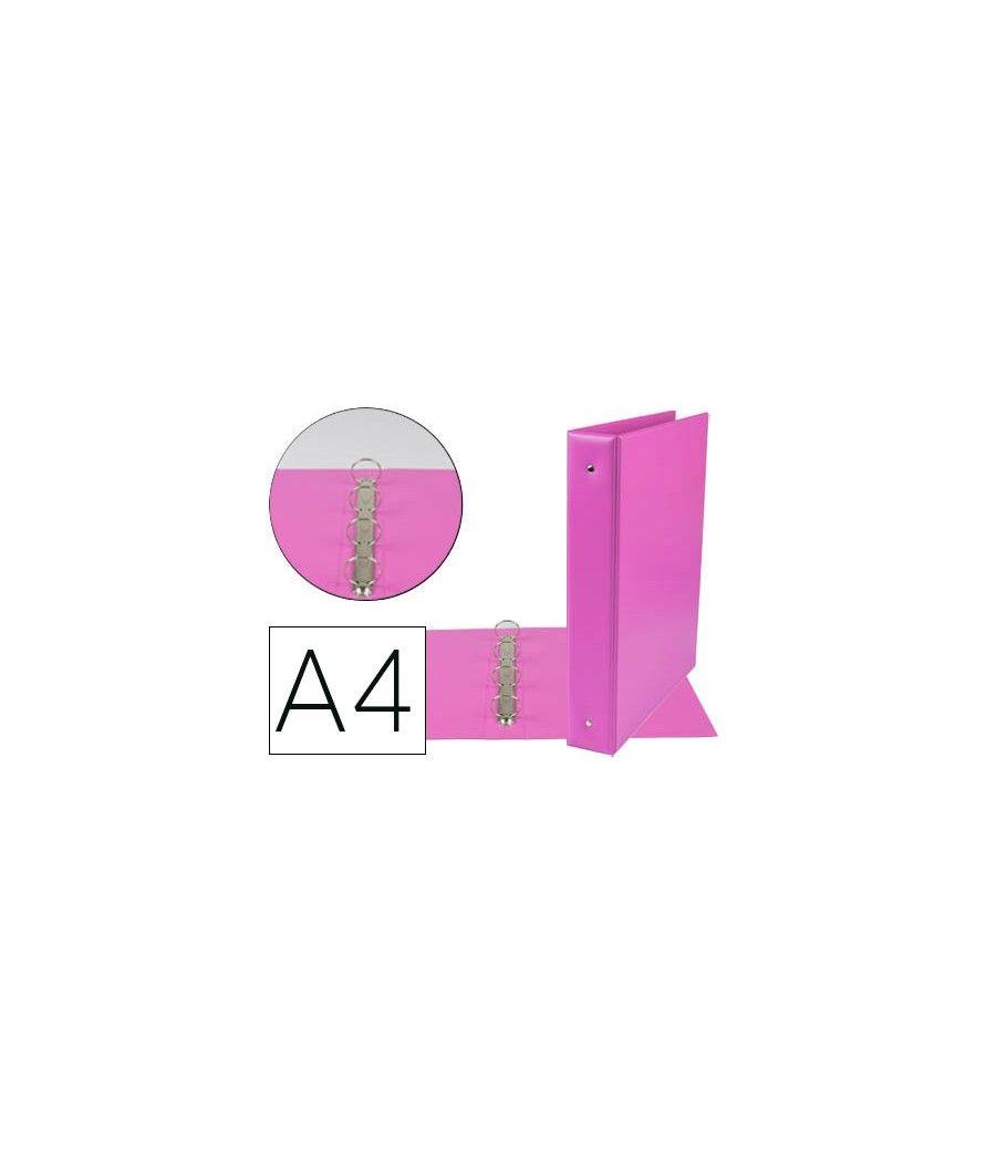 Carpeta de 4 anillas 40 mm mixtas liderpapel a4 cartón forrado pvc fucsia