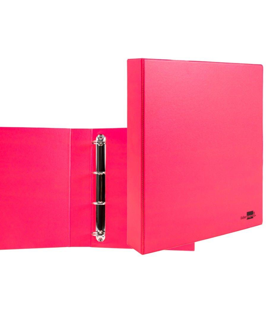 Carpeta de 4 anillas 40 mm mixtas liderpapel a4 cartón forrado pvc fucsia