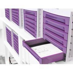 Fichero cajones de sobremesa q-connect 305x370x215 mm bandeja organizadora superior 6 cajones violeta translucido