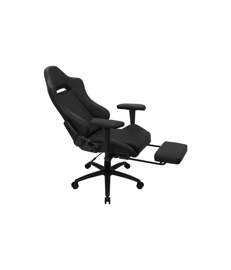 Silla con extension de reposapies aerocool royal charcoal black piel sintetica reposabrazos ajustable y acolchado