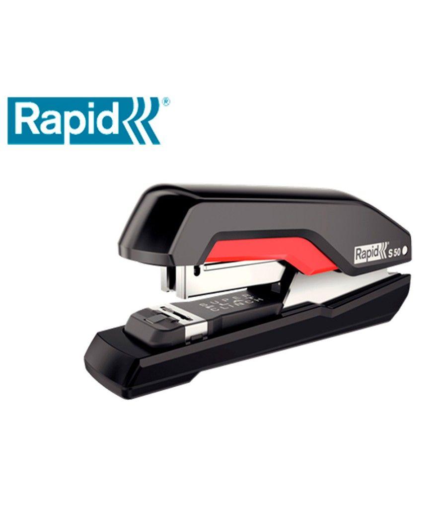 Grapadora rapid supreme s50 plástico capacidad de grapado 50 hojas usa grapas 24/6-8+ y 26/6-8+ color negro/rojo