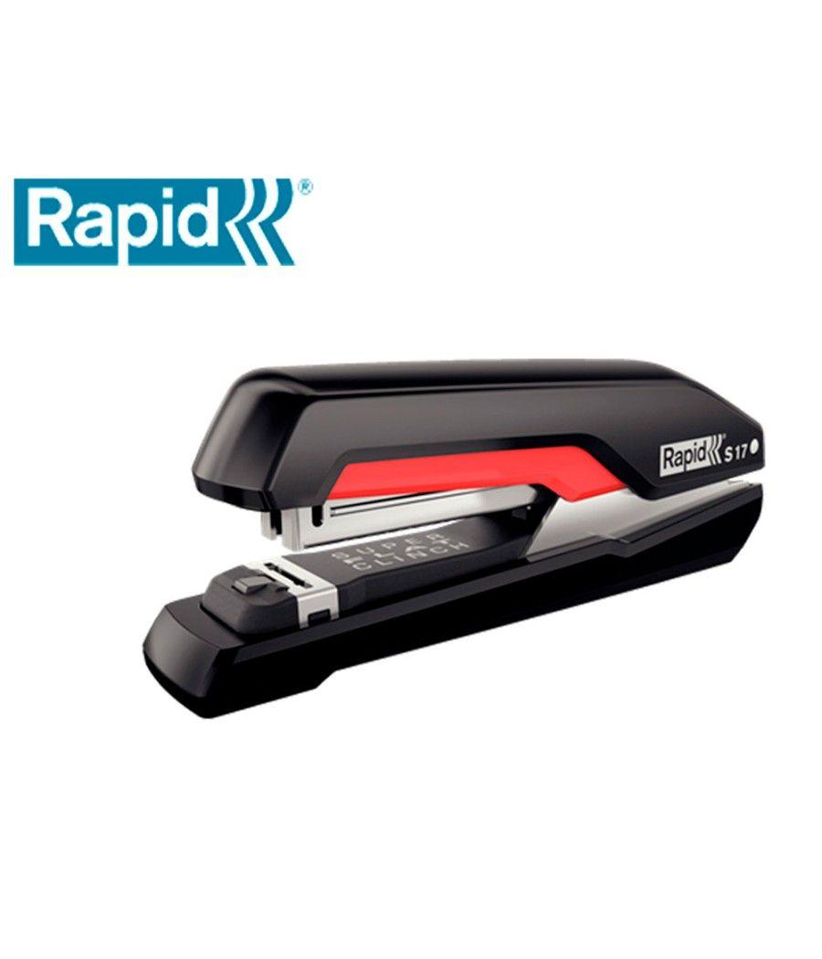 Grapadora rapid s17 fullstrip plástico capacidad de grapado 30 hojas usa grapas 24/6 y 26/6 color negro/rojo