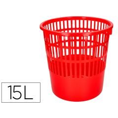 Papelera plástico q-connect 15 litros color rojo 285x290 mm