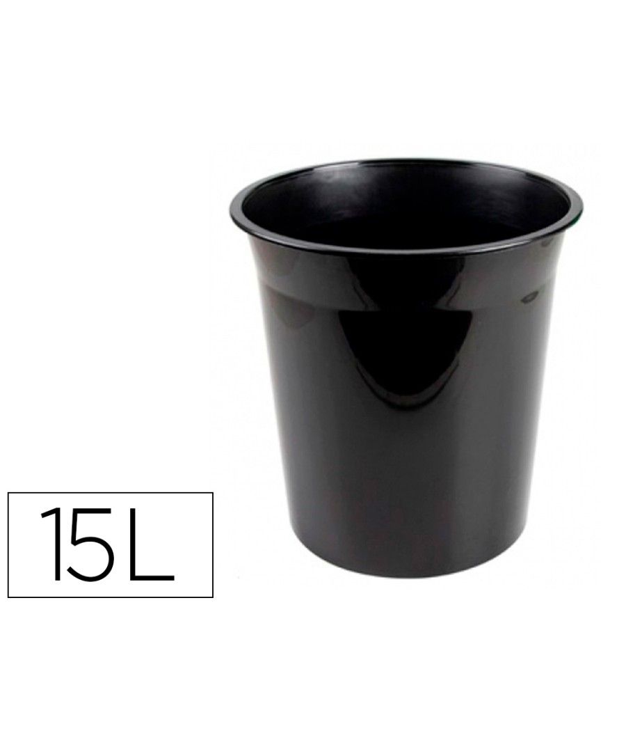 Papelera plástico liderpapel ecouse 100% reciclado negro 15 litros 285x290 mm