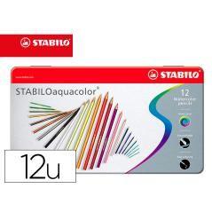 Lápices de colores stabilo aquacolor arty line acuarelables estuche de cartón de 12 unidades colores