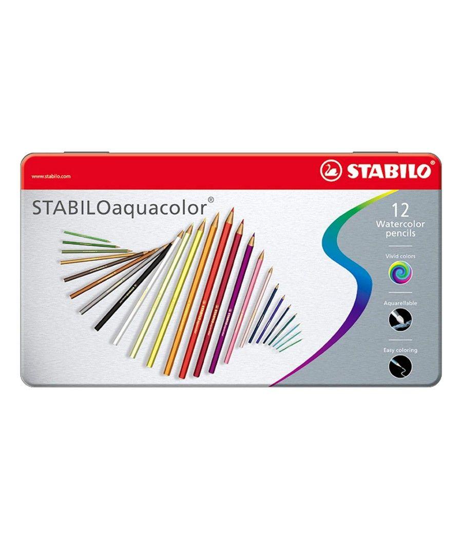 Lápices de colores stabilo aquacolor arty line acuarelables estuche de cartón de 12 unidades colores