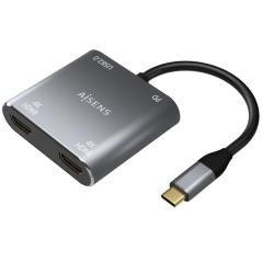 Adaptador usb tipo-c aisens a109-0625/ 2x hdmi hembra - vga hembra - usb tipo-c macho - usb hembra - usb tipo-c hembra