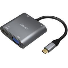 Adaptador usb tipo-c aisens a109-0626/ hdmi hembra - vga hembra - usb tipo-c macho - usb hembra - usb tipo-c hembra