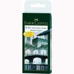 Faber castell estuche 6 rotuladores pitt artist pen brush tonos grises